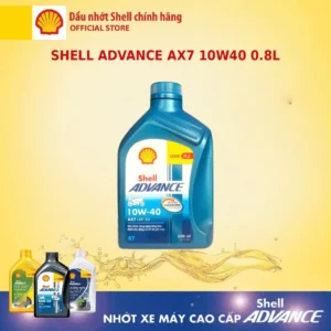 Nhớt Shell Advance 4T AX7 10W40 0.8L – Nhớt xe số bán tổng hợp chính hãng