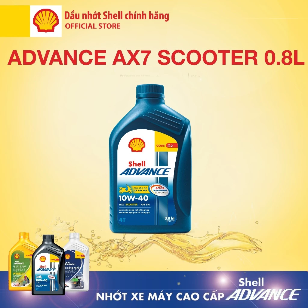 Dầu nhớt cao cấp Shell Advance 4T AX7 Scooter SN 0.8L