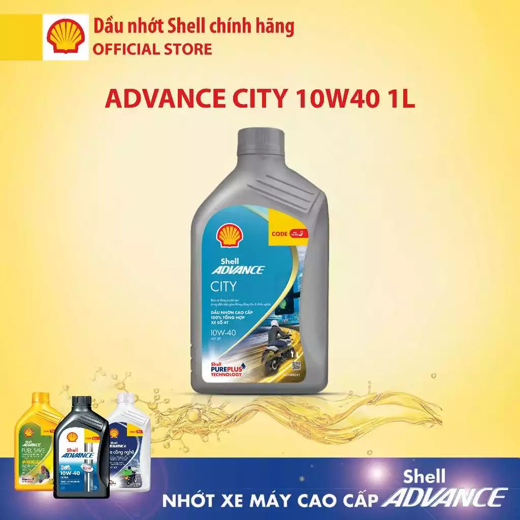 Chai nhớt shell advance city 10w40 1l xe số xe côn tay chính hãng tại Dương Gia