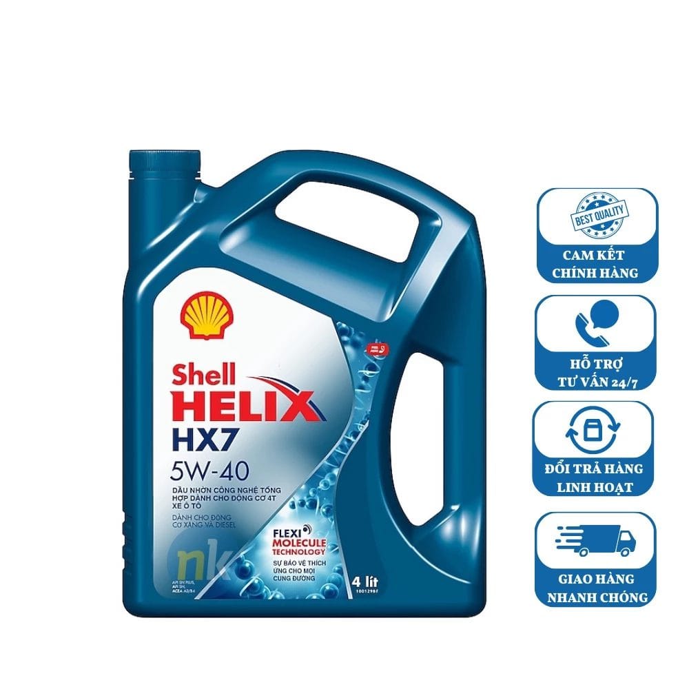 Dầu nhớt Shell Helix HX7 5W-40 4L – Dầu công nghệ tổng hợp bảo vệ động cơ vượt trội