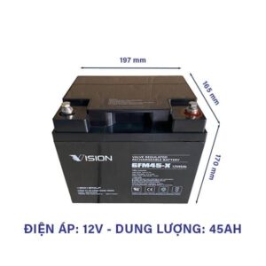 Ắc quy vision 12v 45ah 6fm x, hàng chính hãng, ắc quy dương gia